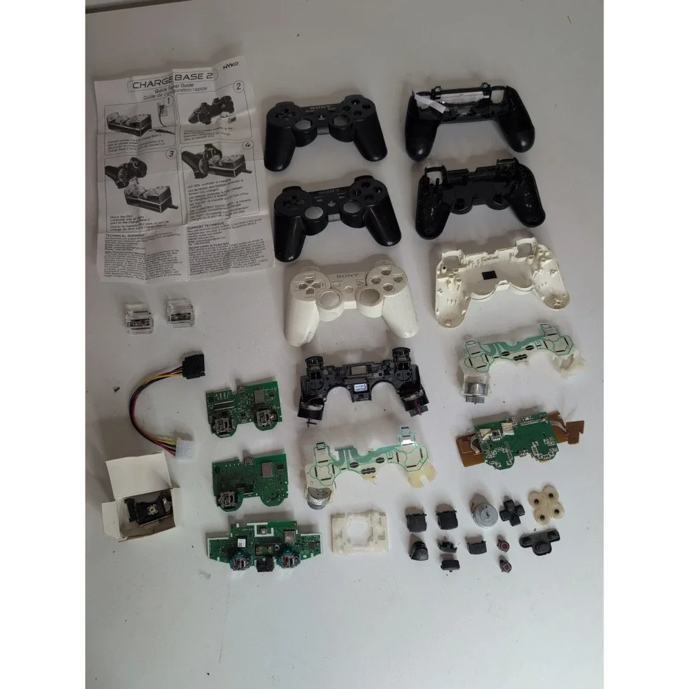 Mixed Lot Of PS3 Parts For Controllers Motherboards White Black Shells Buttons